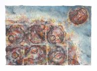 Planetengeburt, Mischtechnik auf Karton, 35 x 50 cm
