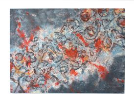 Bewegung und Balance, Mischtechnik auf Baumwolle, 110 x 150 cm