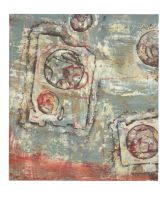 Welteäume 55 x 61 cm, Mischtechnik auf Baumwolle