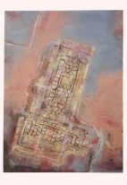 in Schräglage, 56 x 76, 2014, Mischtechnik auf Baumwolle