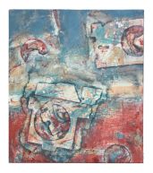 Konstellation 56 x 76 cm, Mischtechnik auf Baumwolle