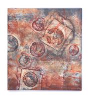Welträume 55 x 61 cm, Mischtechnik auf Baumwolle